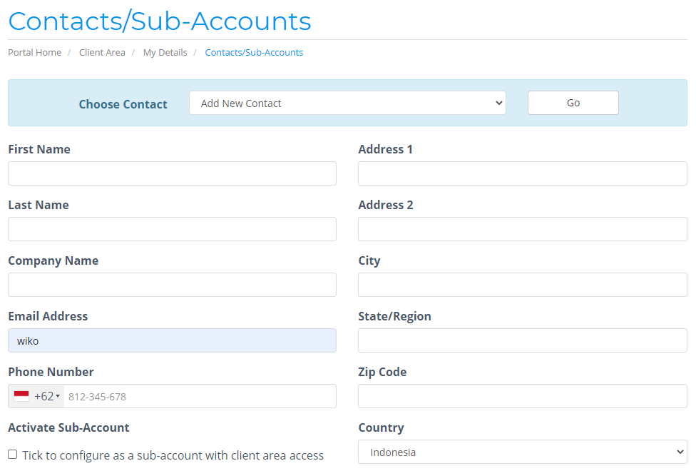 Membuat Sub Akun Indowebsite