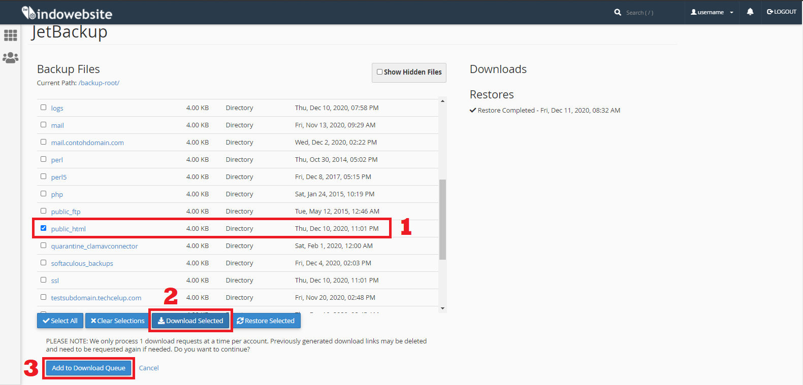 Pilih Folder yang ingin Dibackup