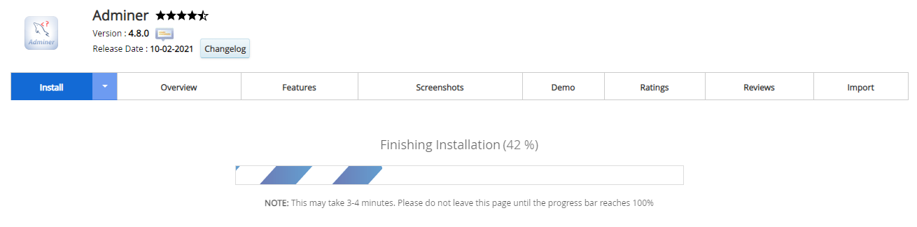 Proses Instalasi Adminer