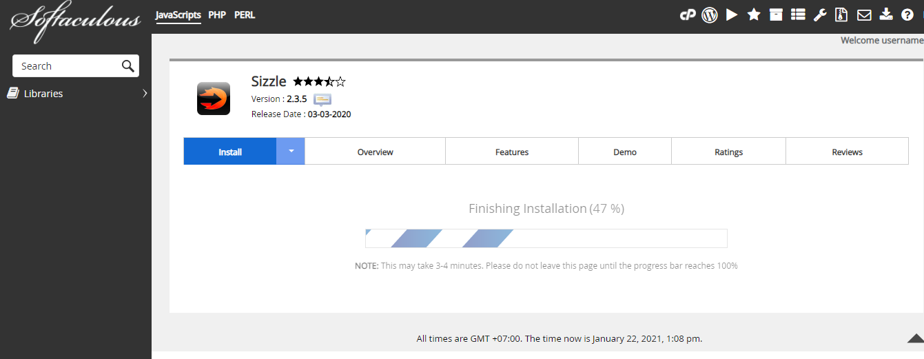 Proses Instalasi Sizzle