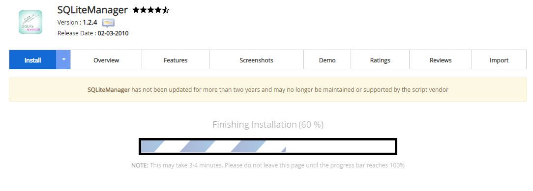 Proses Instalasi sqlitemanager