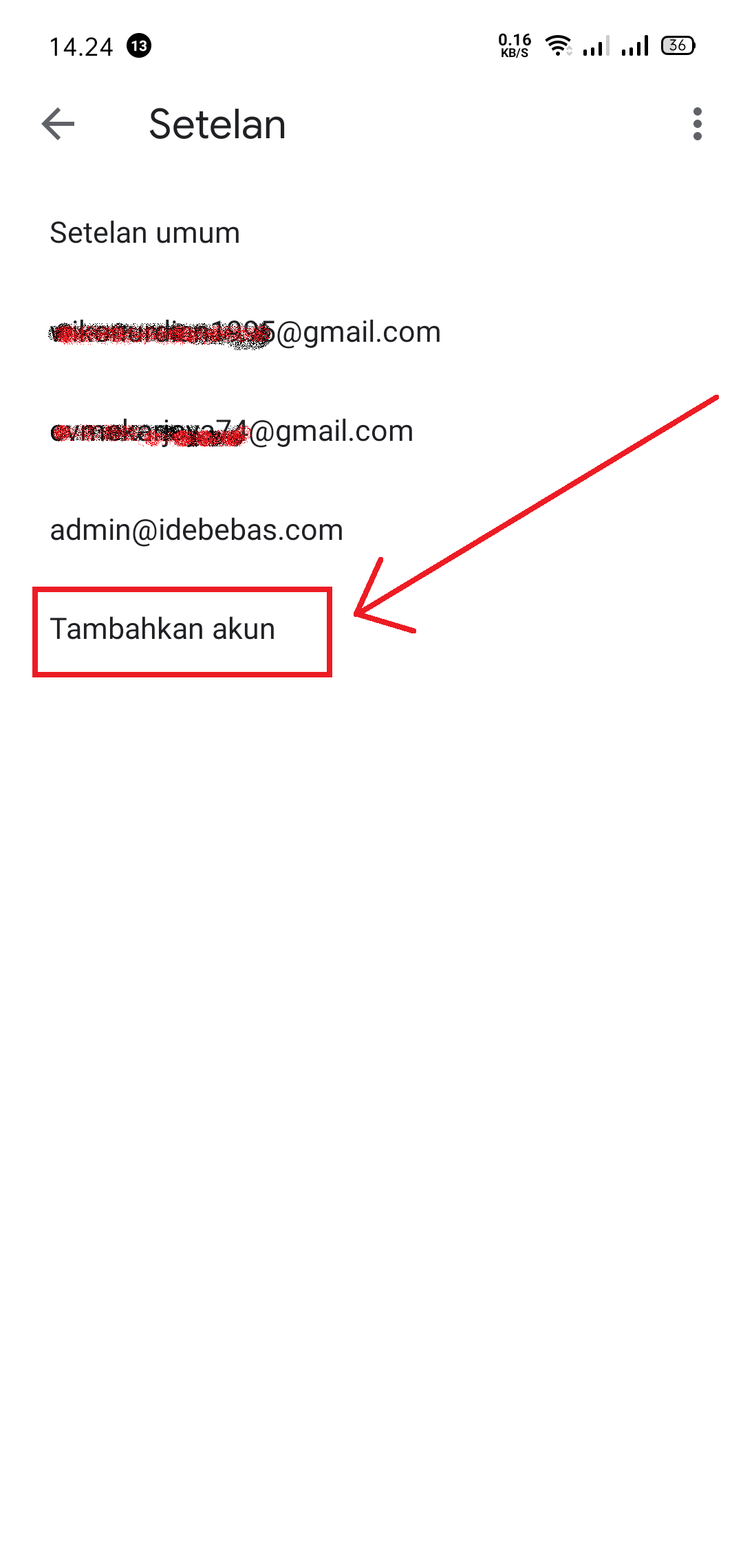 Tambah Akun Email Android