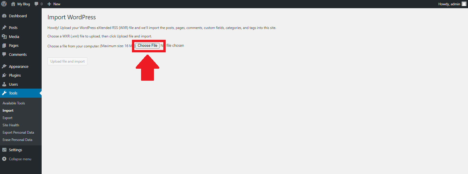 Upload Data Wordpress