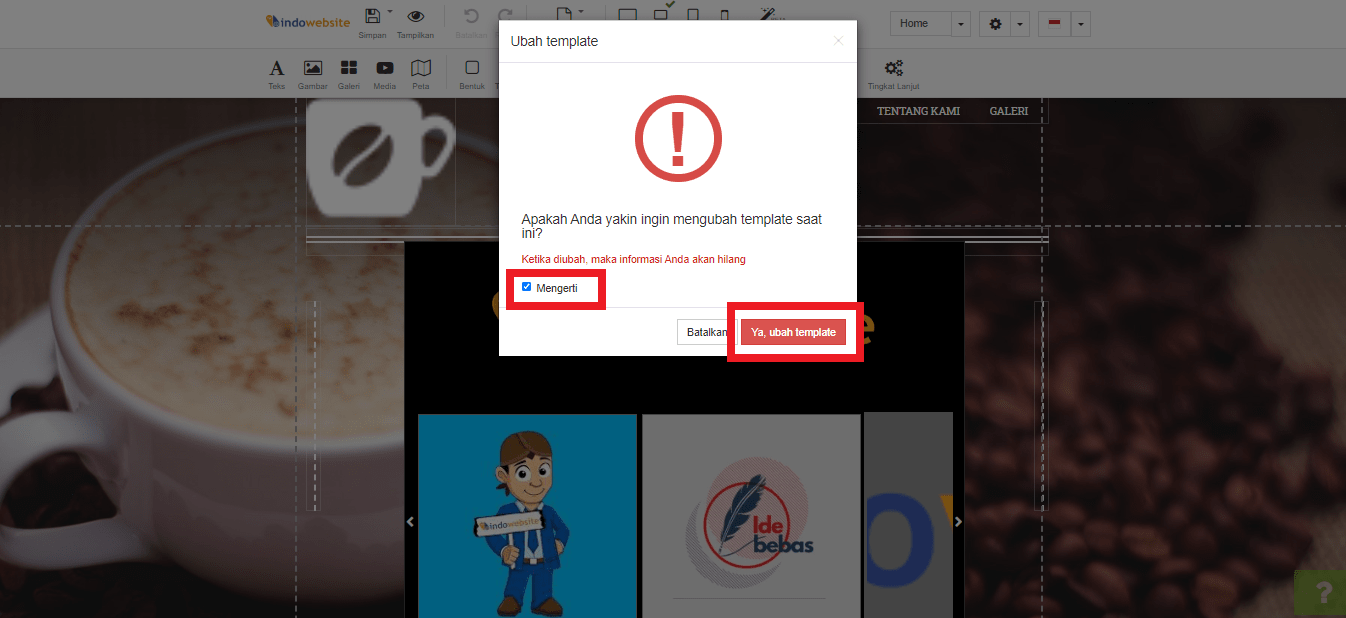 Verifikasi Perubahan Template