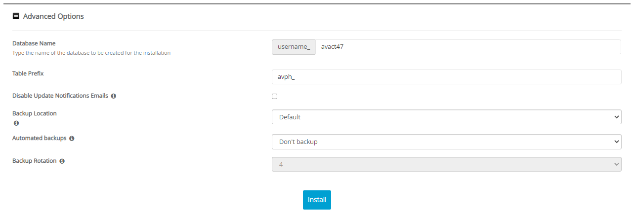 Advanced Options Avactis