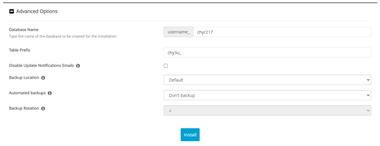 Advanced Options Chyrp