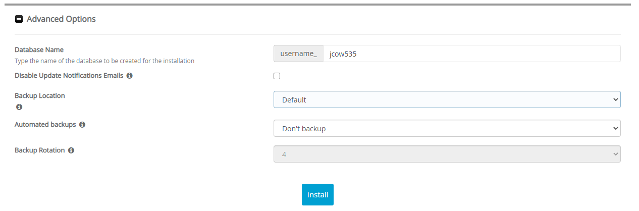 Advanced Options Jcow