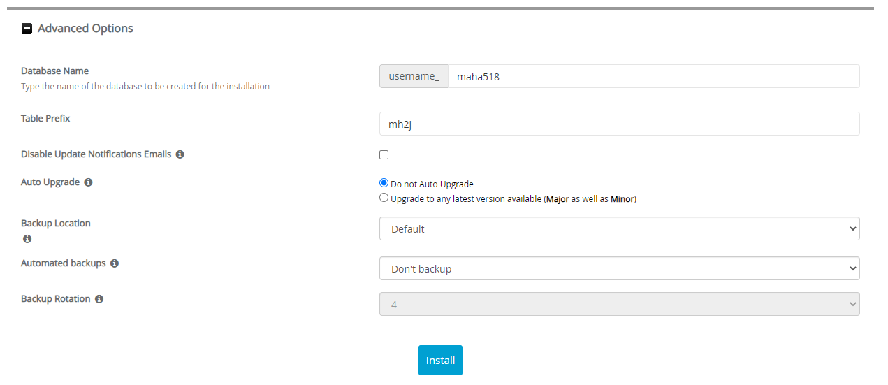 Advanced Options Mahara