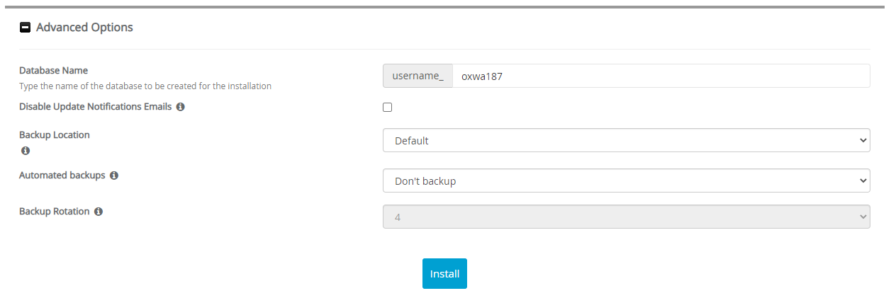 Advanced Options Oxwall