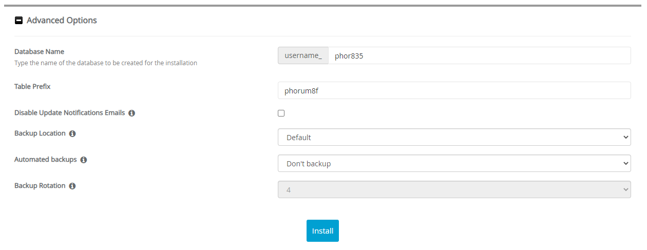 Advanced Options Phorum