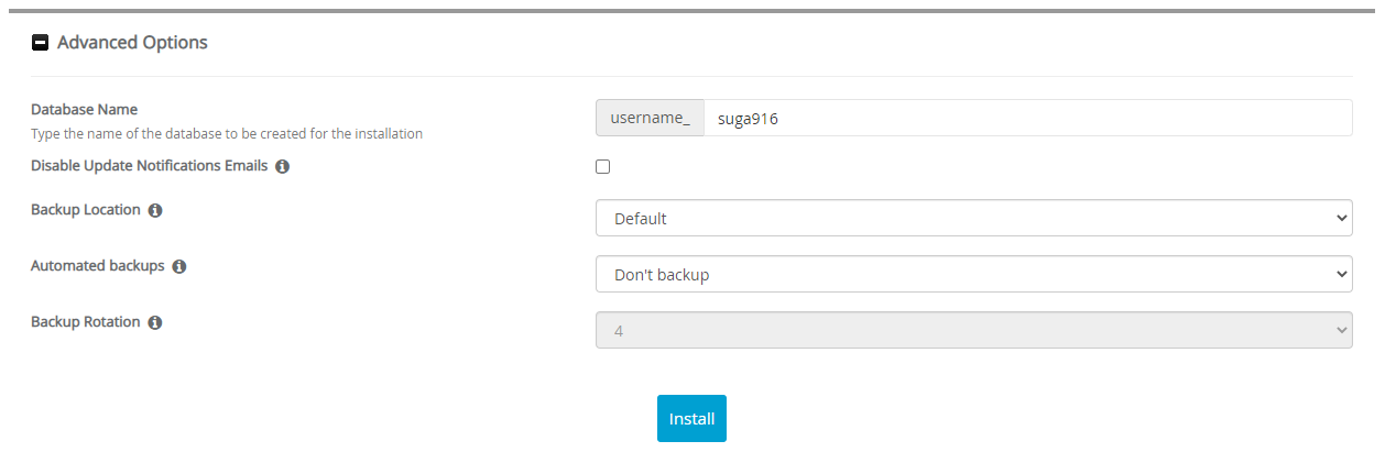 Advanced Options SugarCRM