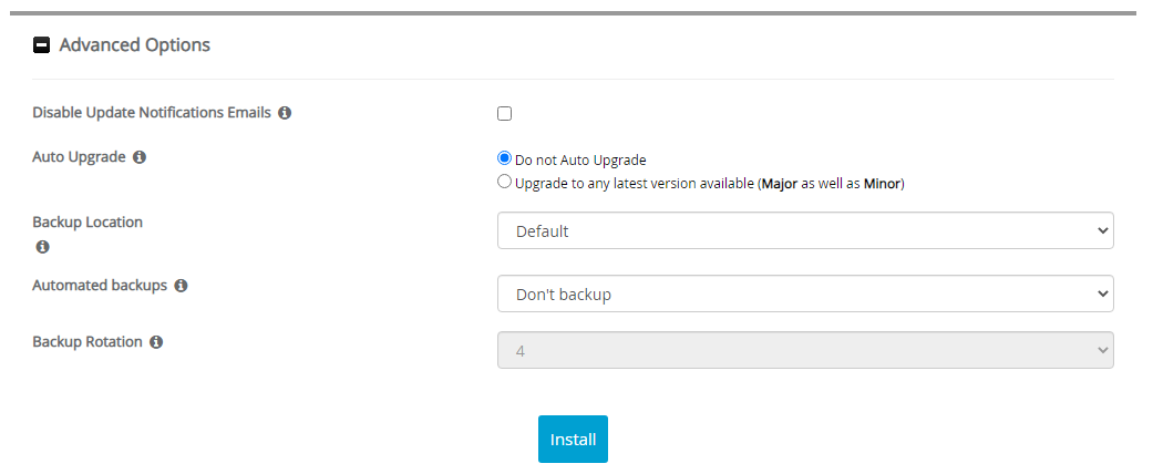Advanced Options TinyWebGallery