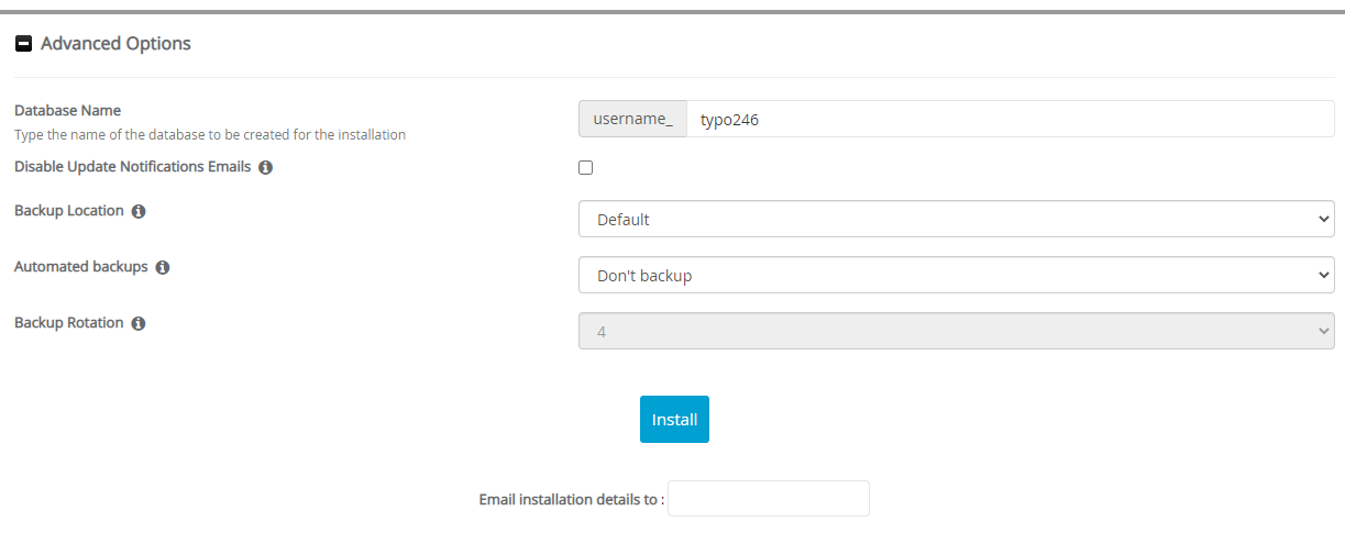 Advanced Options Typo3