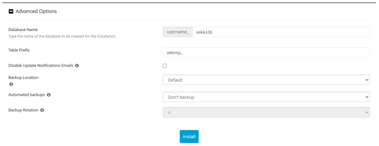 Advanced Options Wikkawiki