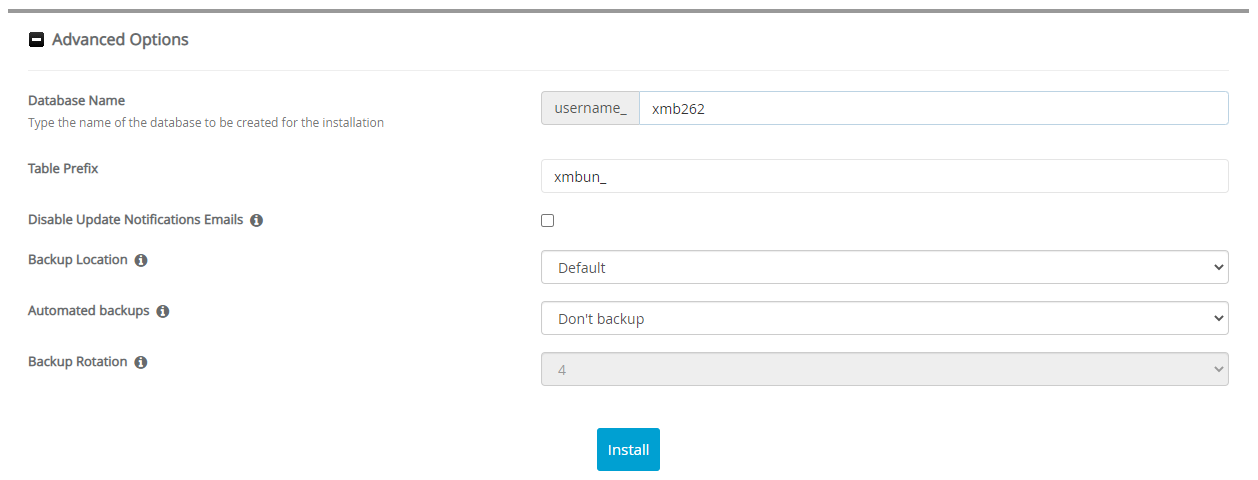 Advanced Options XMB