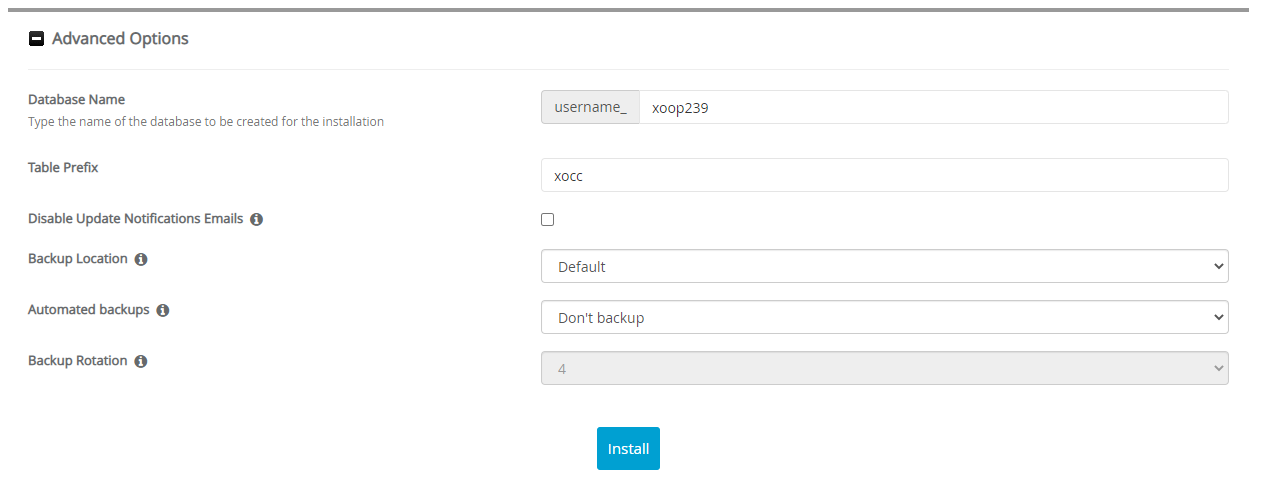 Advanced Options Xoops
