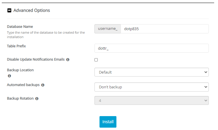 Advanced Options dotProject