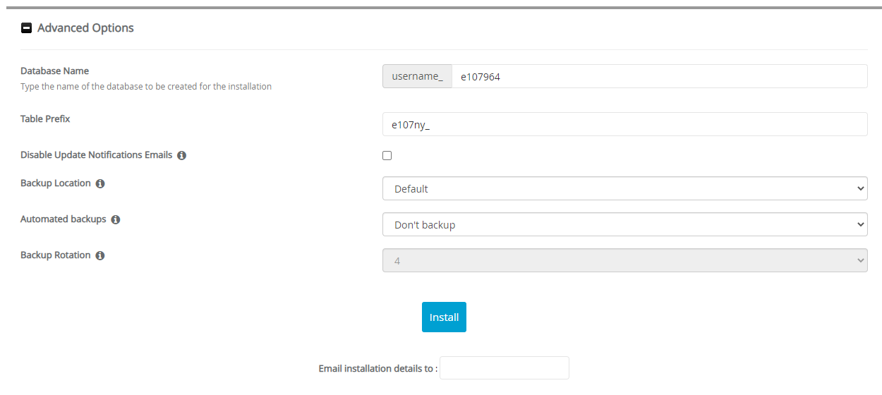 Advanced Options e107
