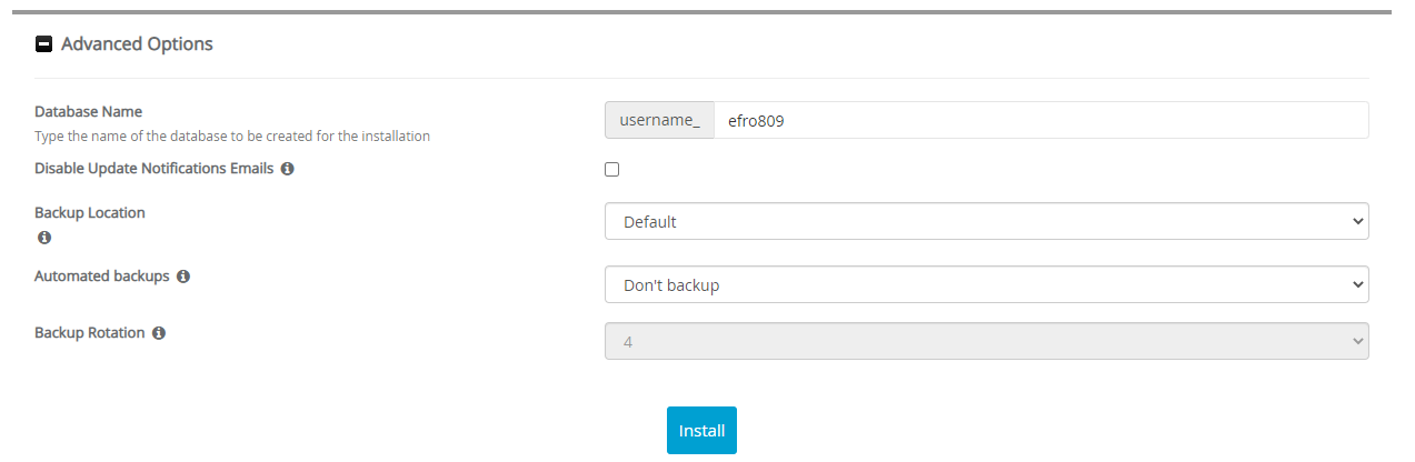 Advanced Options eFront