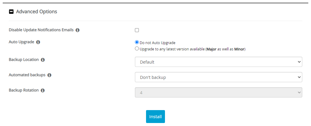 Advanced Options phpAlbum