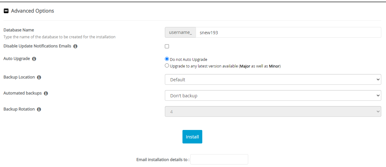 Advanced Options sNews