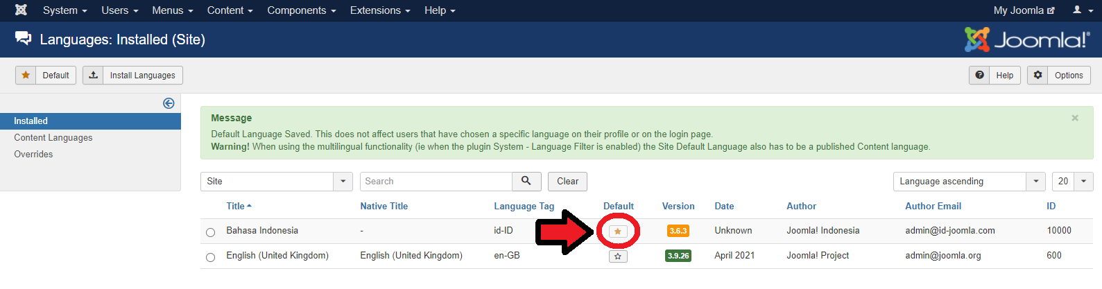 Bahasa Berhasil Diubah