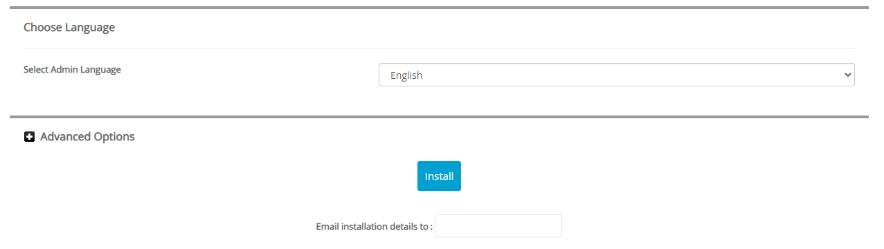 Choose Language dan Advanced Options