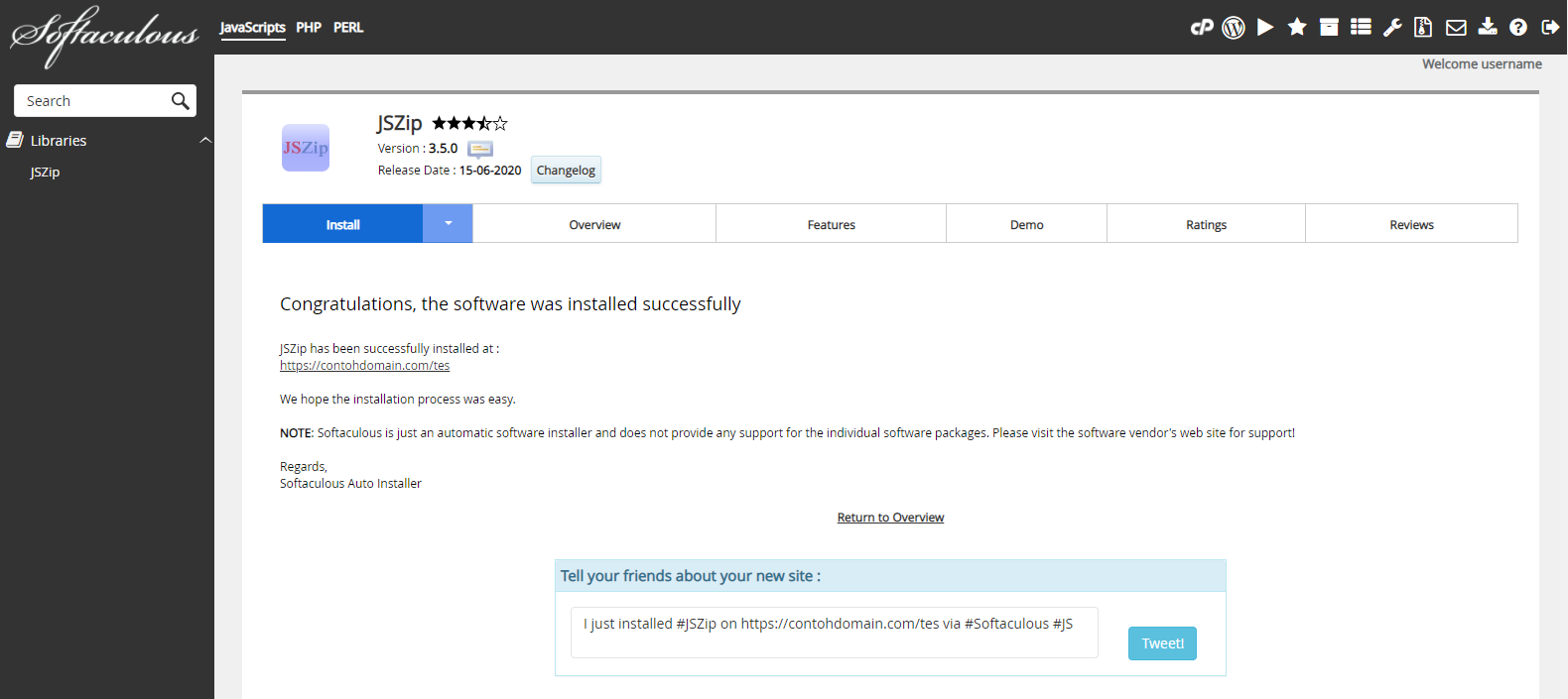 Instalasi JSZip Selesai