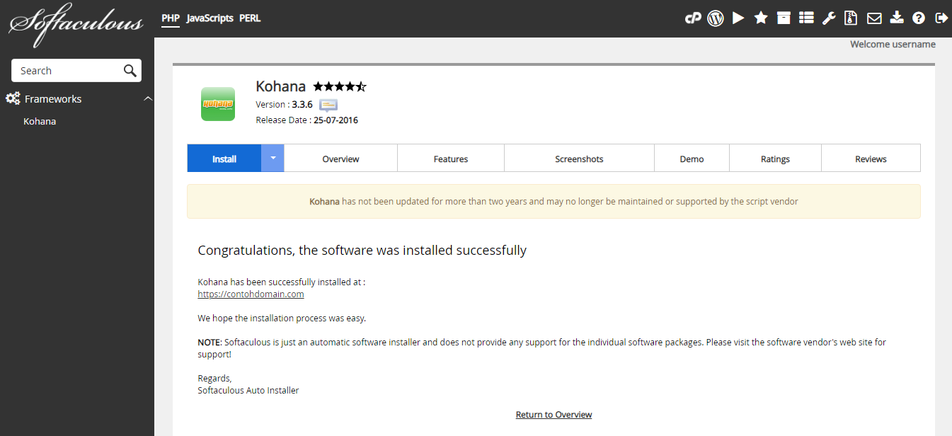 Instalasi Kohana Selesai