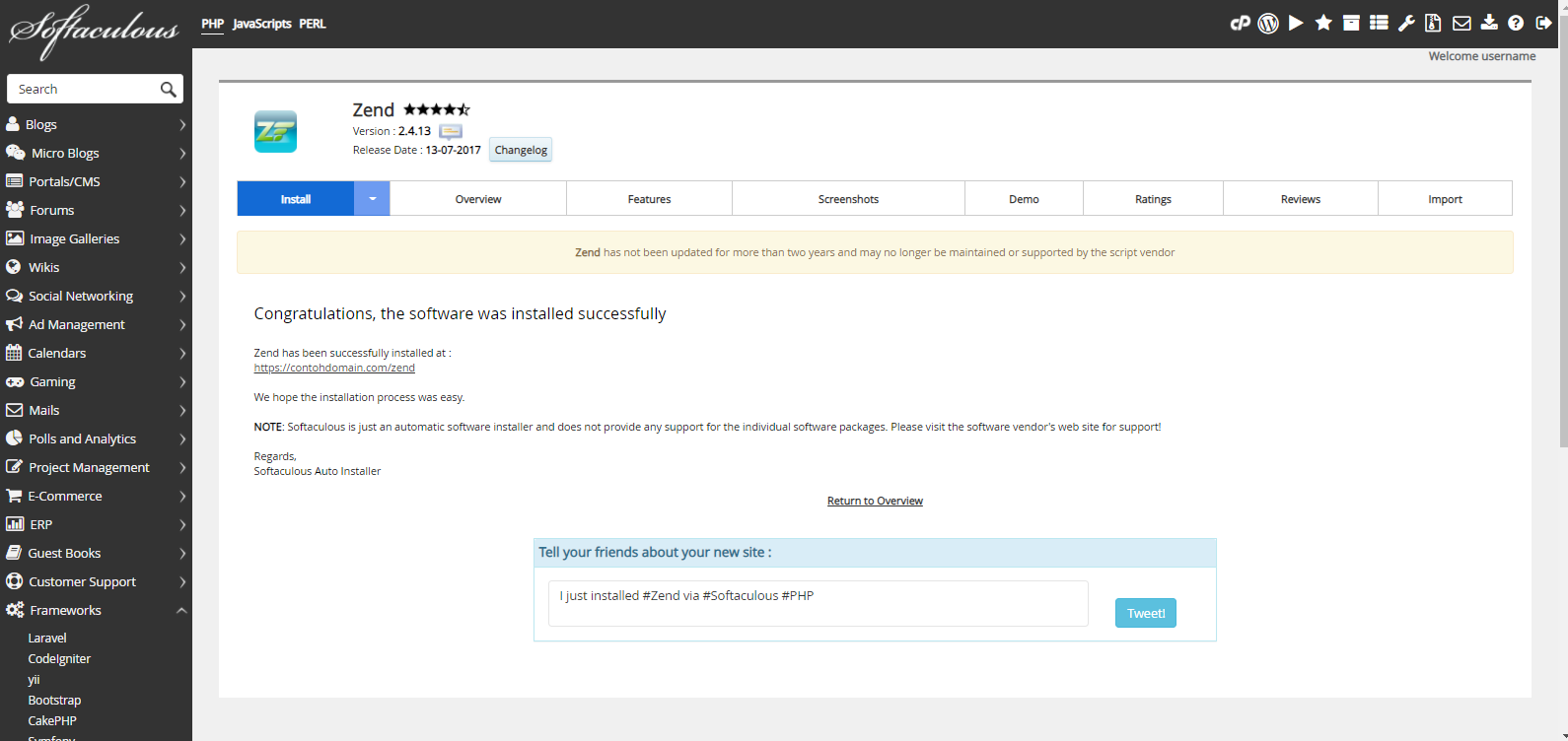 Instalasi Zend Selesai