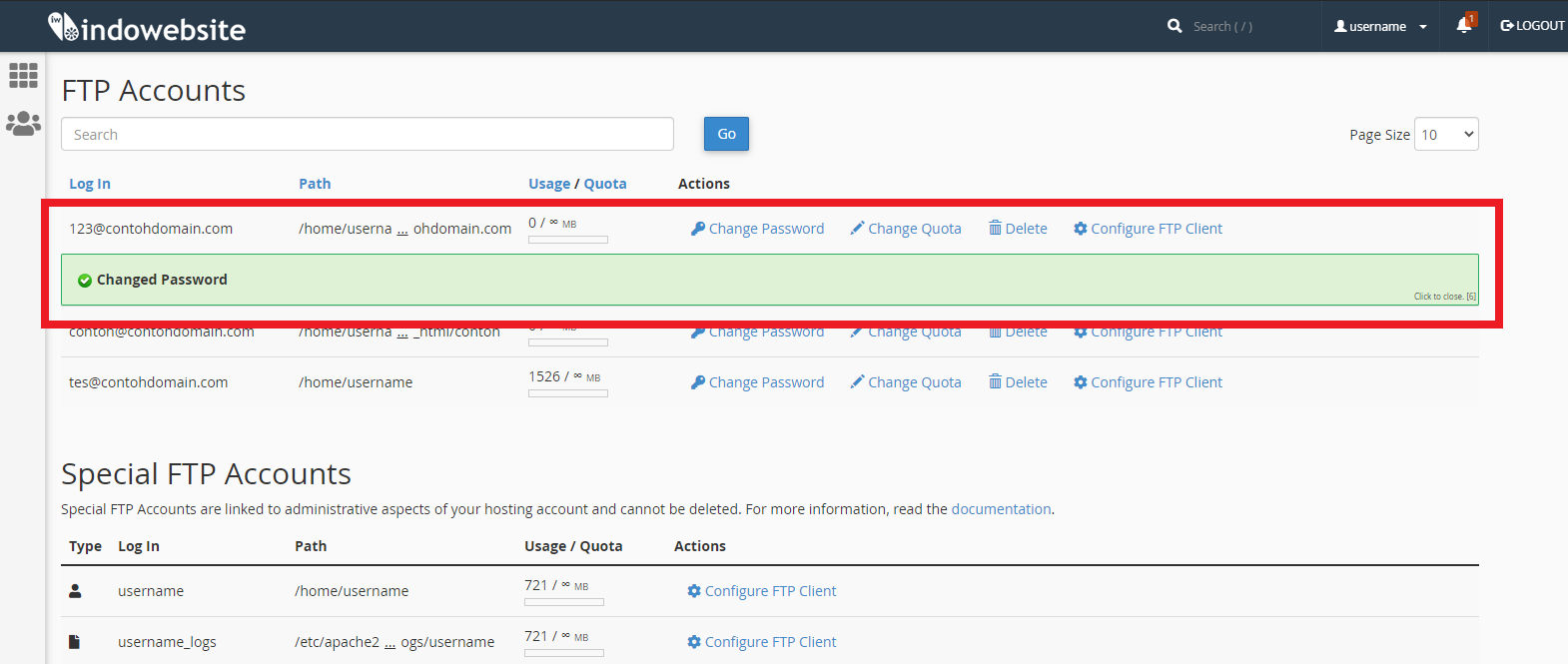 Password FTP Berhasil Diubah