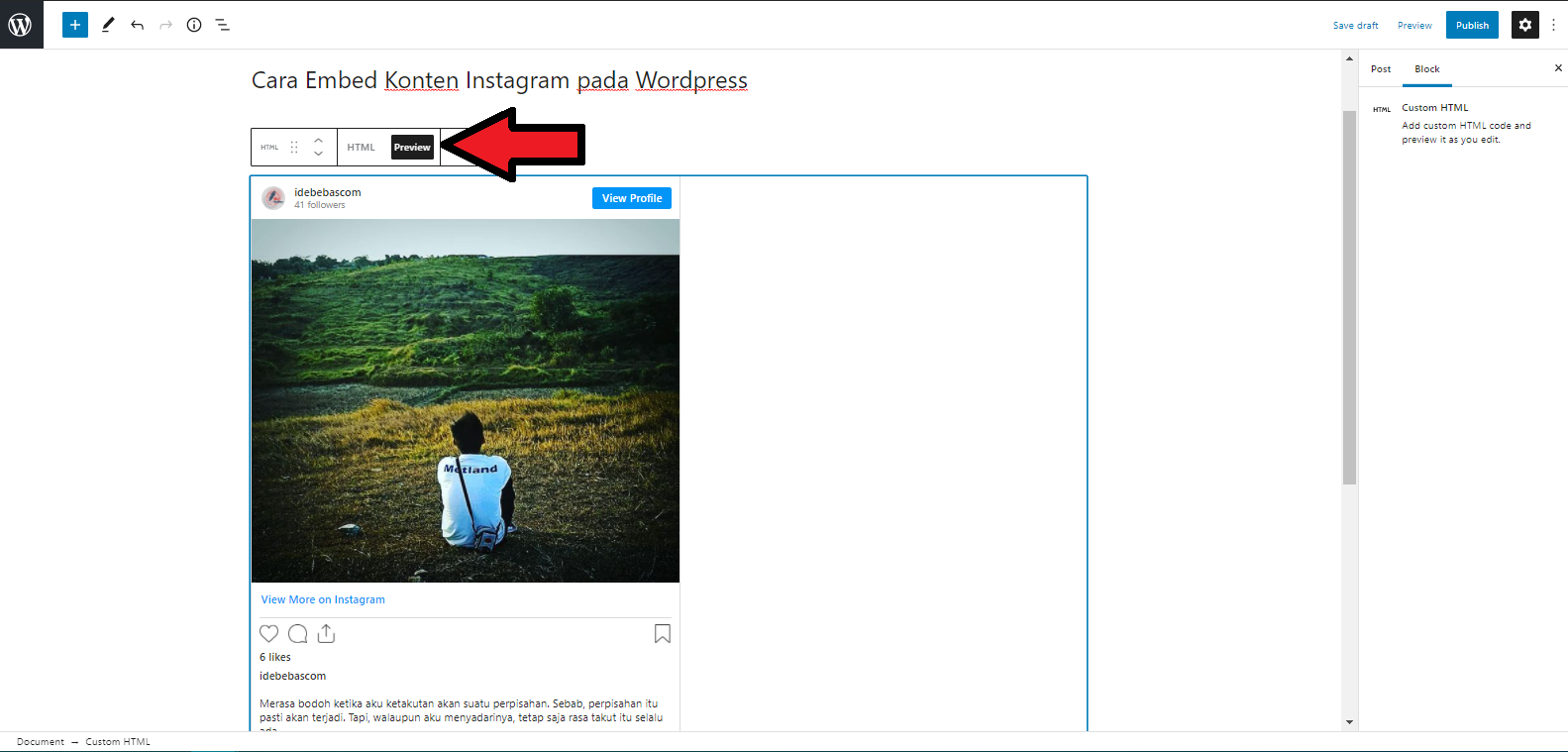 Cara Embed Konten Instagram Pada Wordpress - IndoWebsite Knowledgebase