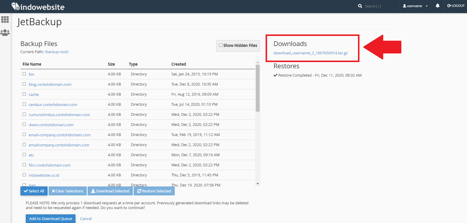 Proses Backup Selesai