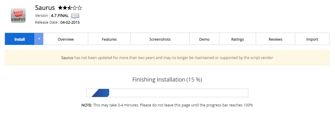 Proses Instalasi Saurus