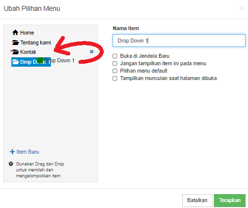 Seret Menu Drop Down