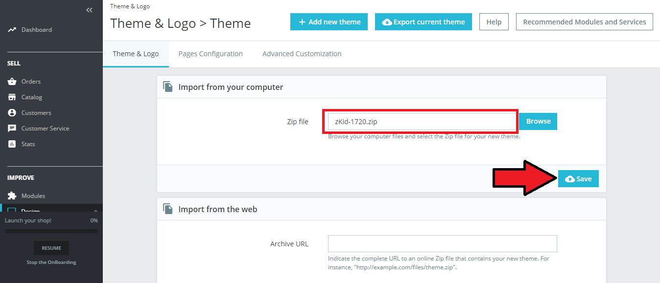 Upload Tema Prestashop