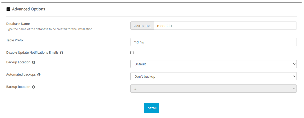 Advanced Options Moodle