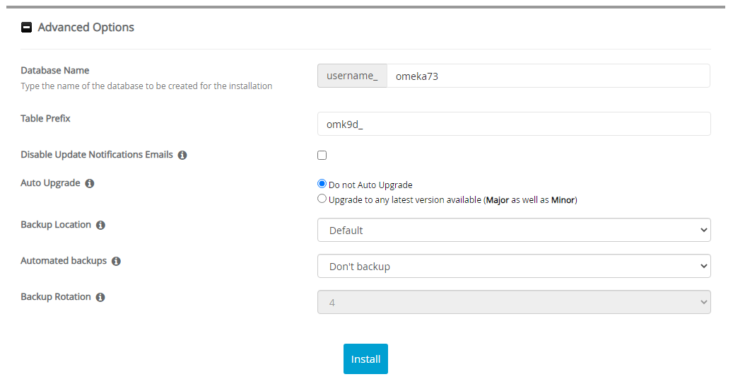Advanced Options Omeka