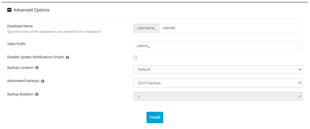 Advanced Options OpenDocMan