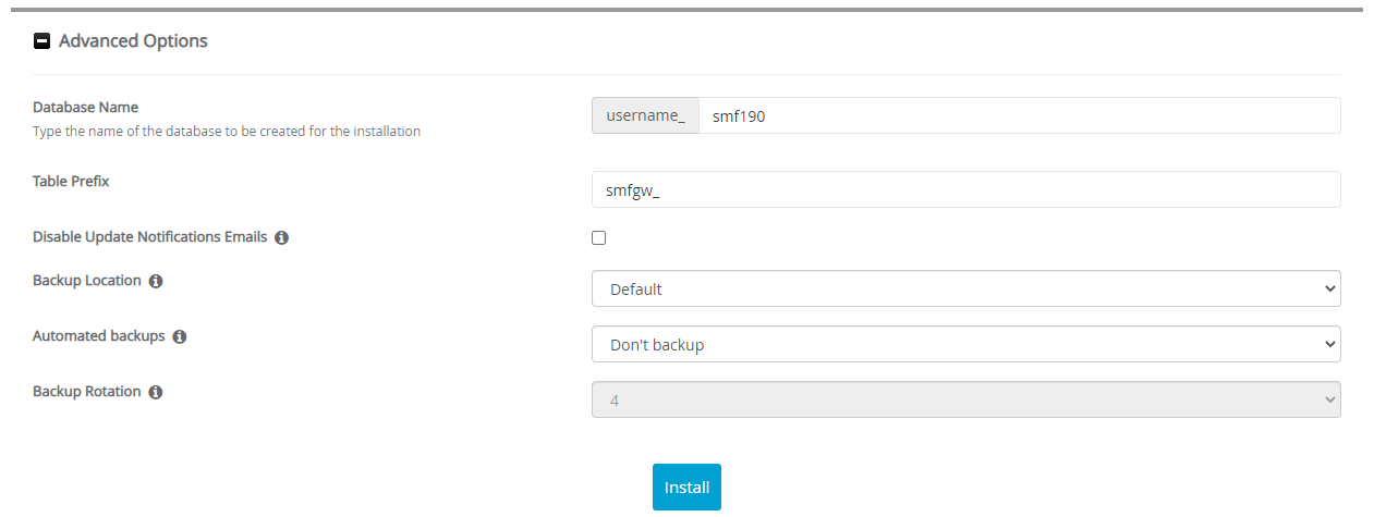 Advanced Options SMF
