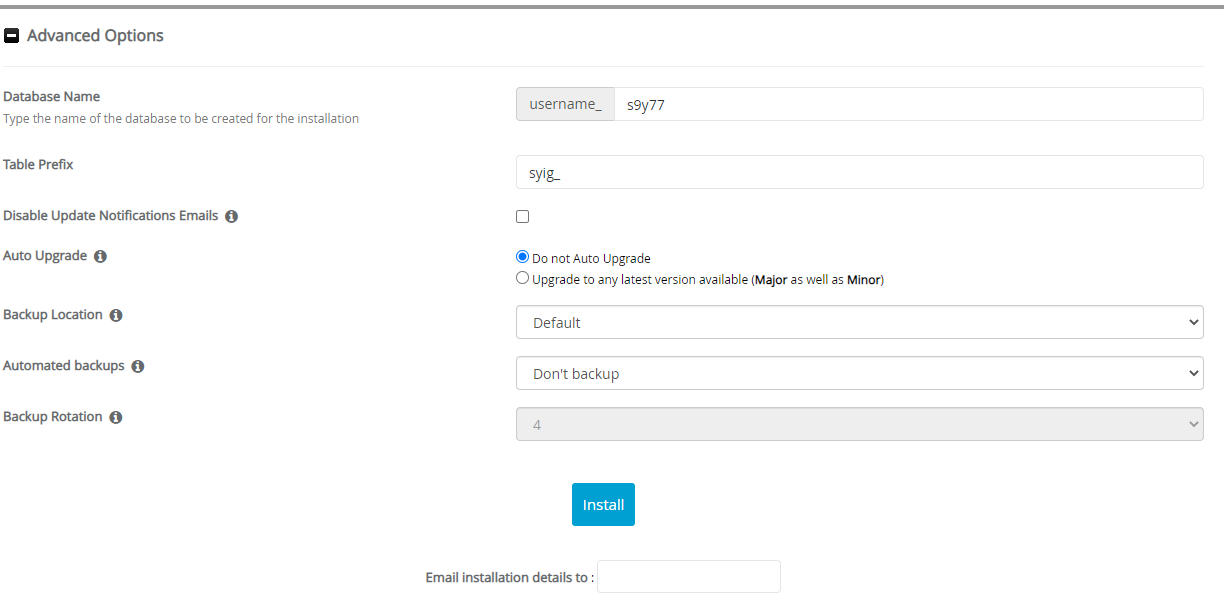 Advanced Options Serendipity