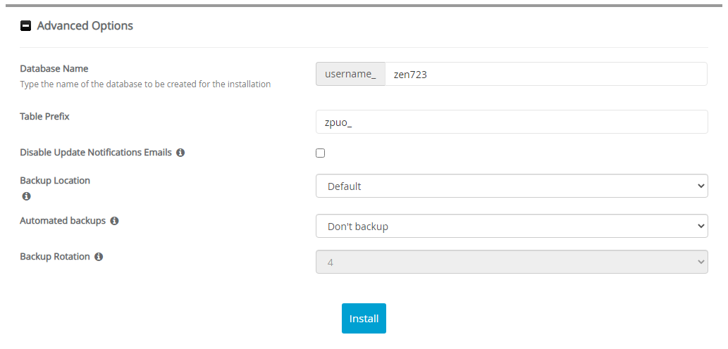 Advanced Options Zenphoto