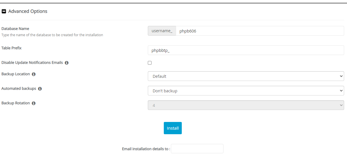 Advanced Options phpBB
