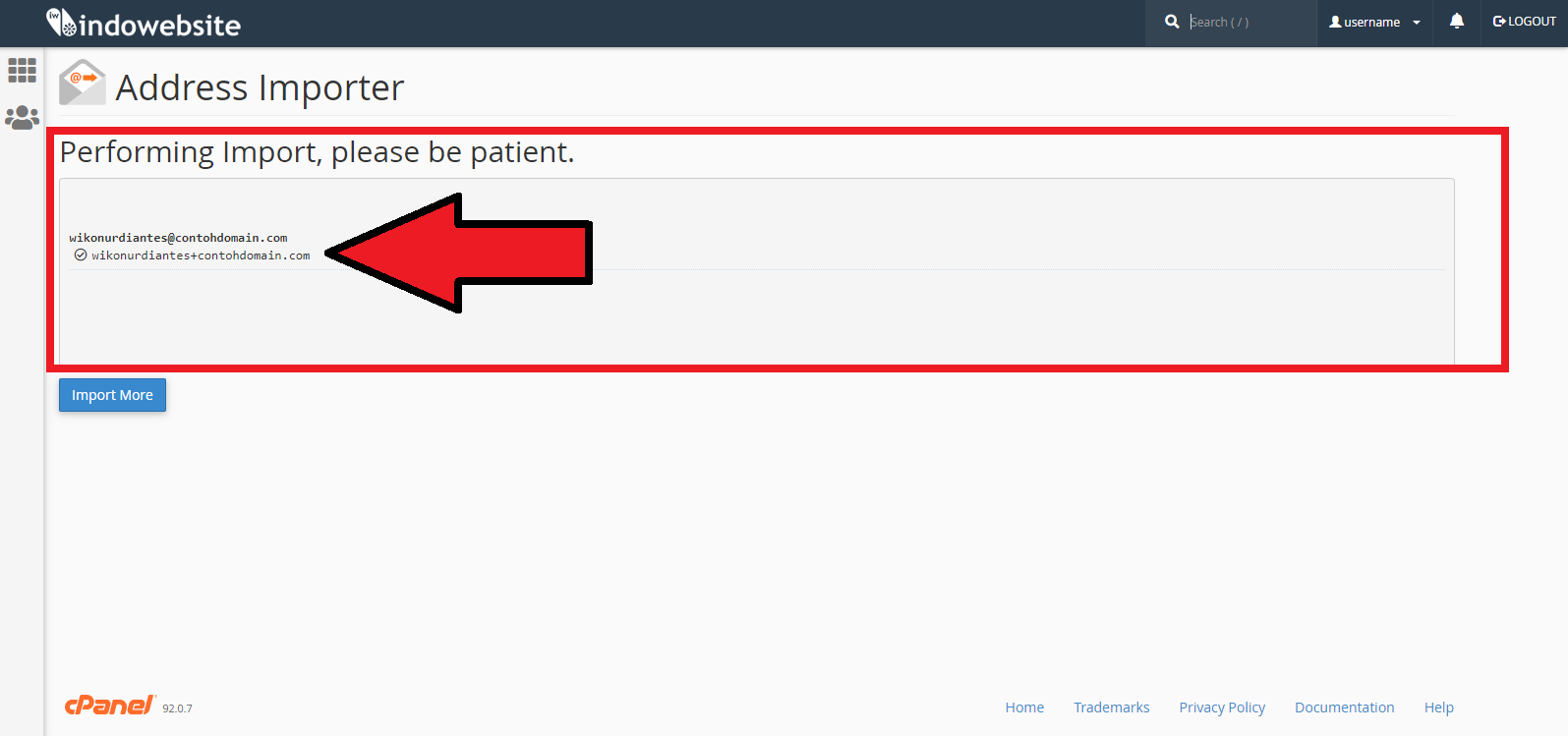 Import Email Berhasil Dilakukan