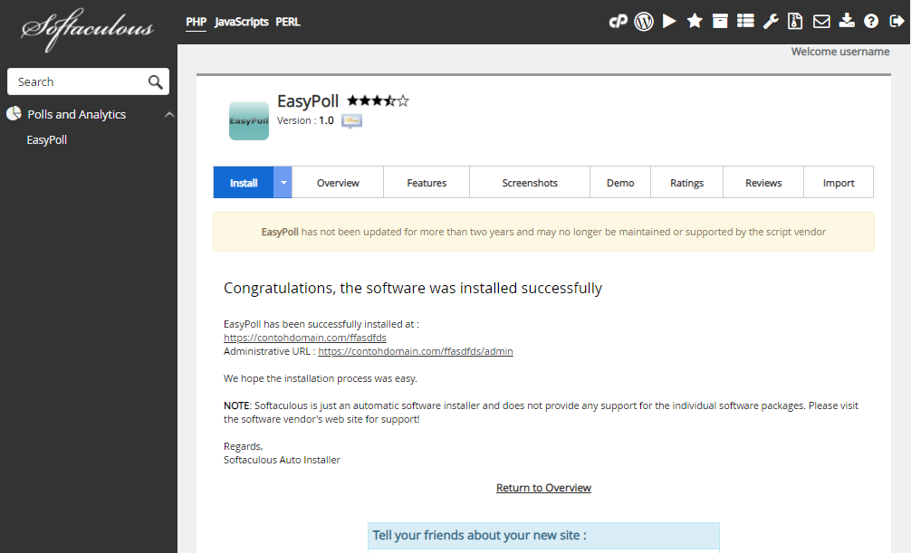 Instalasi EasyPoll Selesai