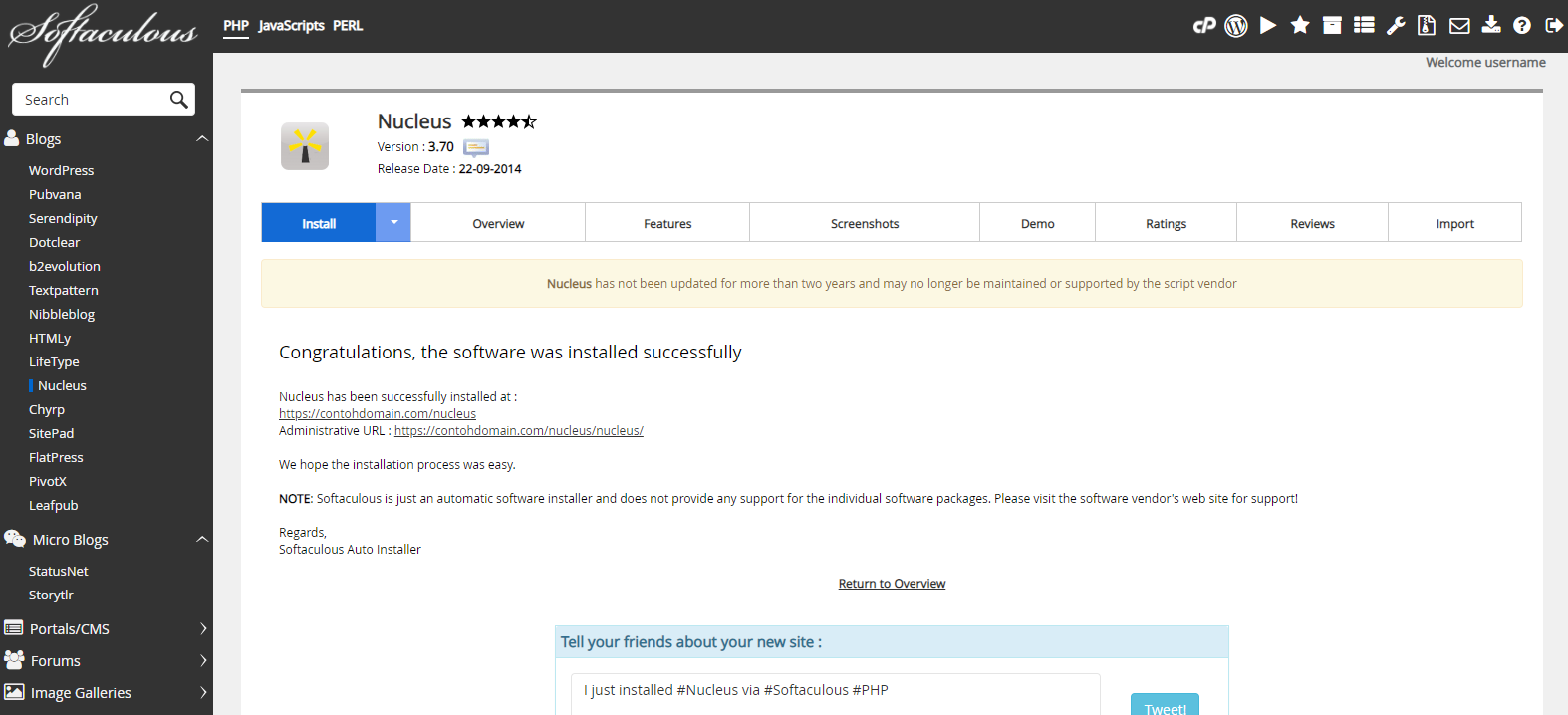 Instalasi Nucleus Selesai
