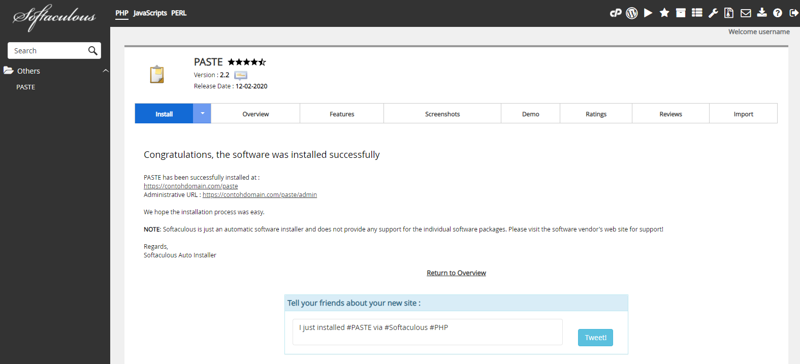 Instalasi PASTE Selesai