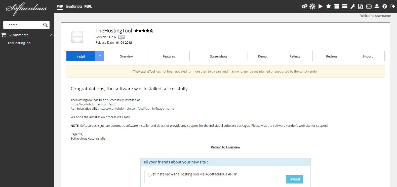 nstalasi TheHostingTool Selesai
