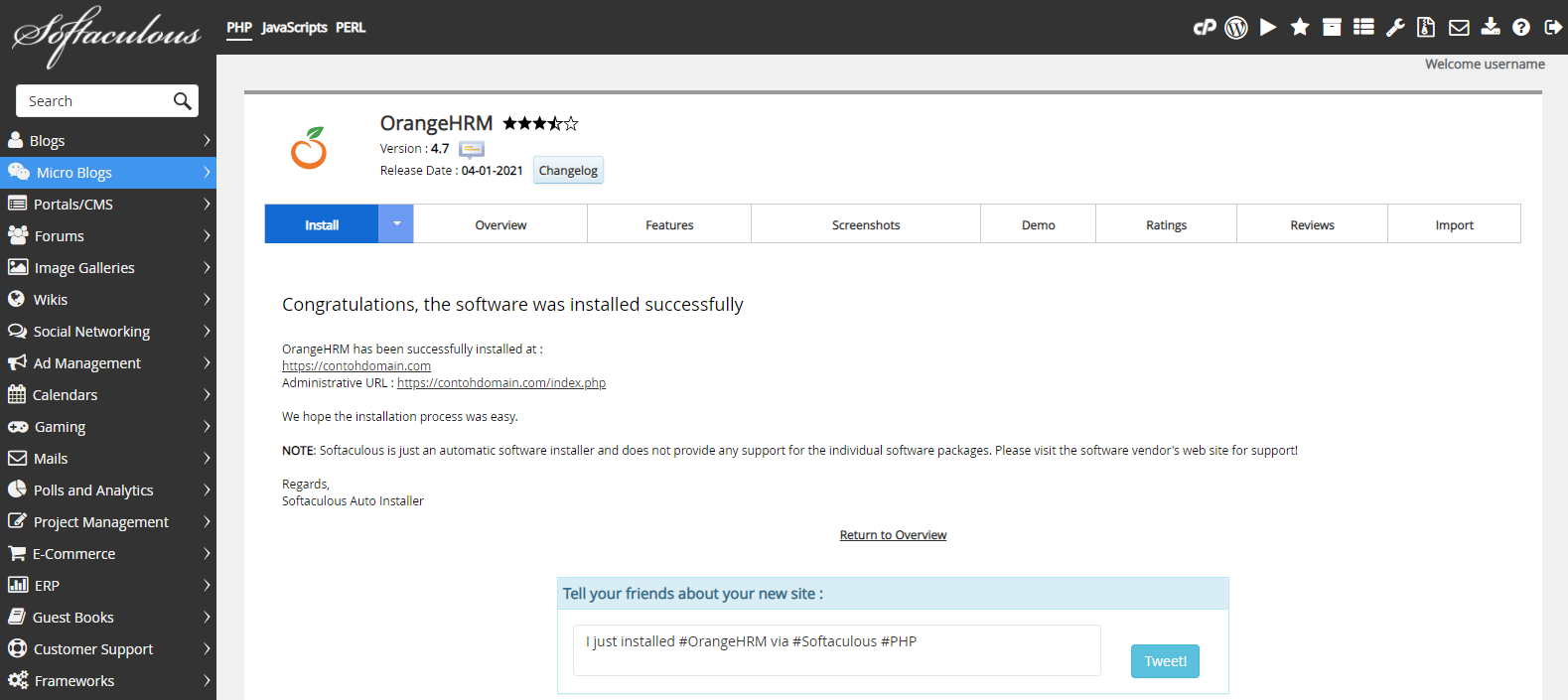 Instalasi Tine Selesai