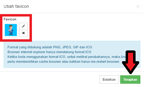 Konfirmasi Perubahan Favicon